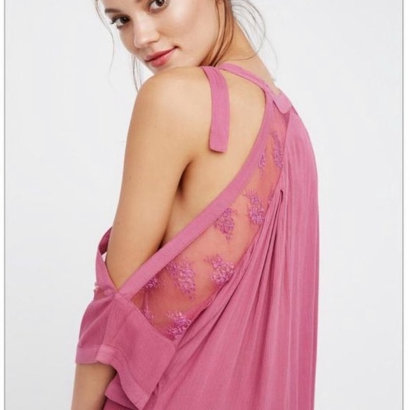 NWT Free People Cold Shoulder Top Pink - Picture 2 of 10